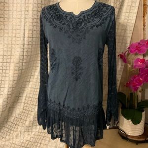 Shiva’s Corner Women’s Tunic Top made in India Size M Embroidered SheerS…